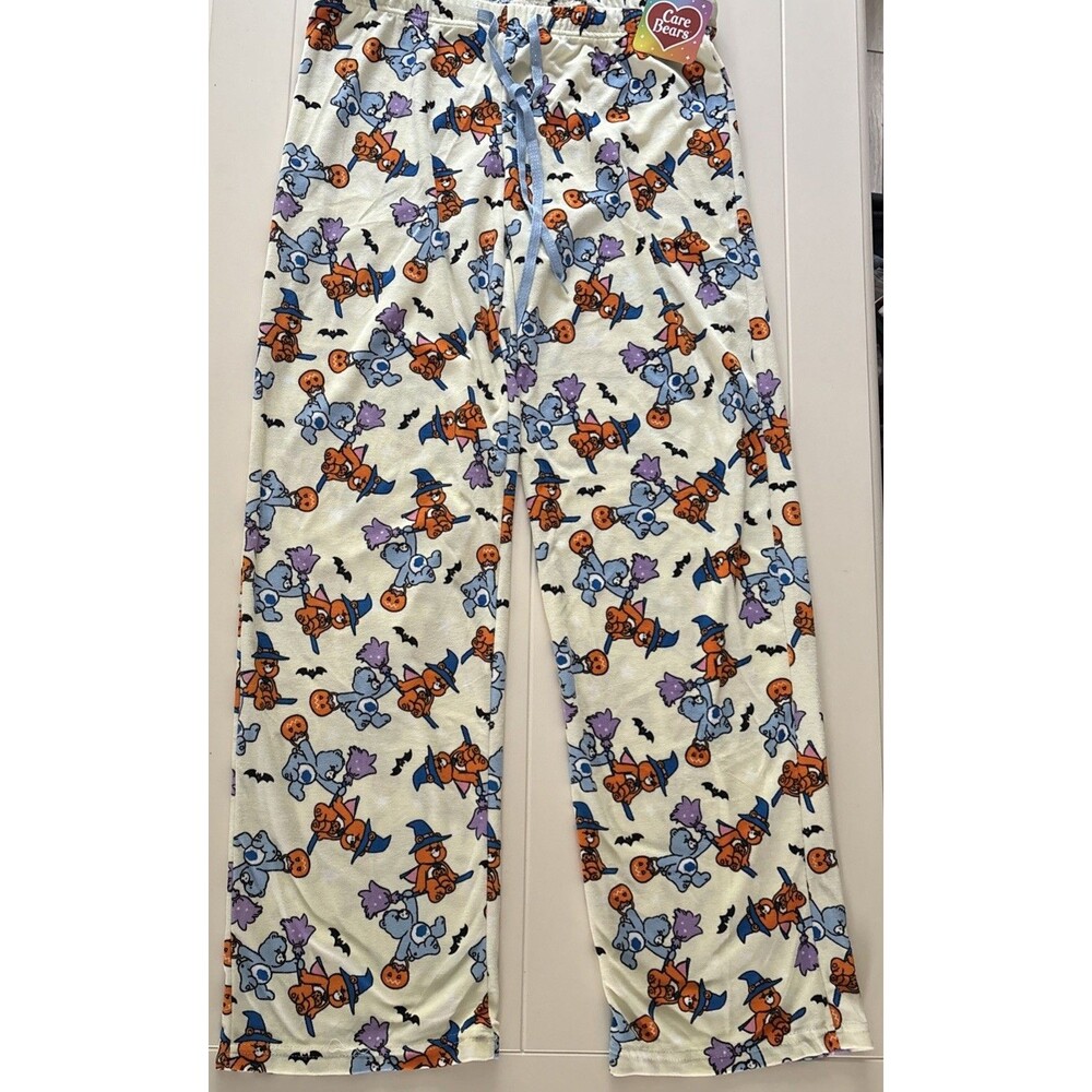 Care Bears Halloween Pajama Pants Womens Large Ghost Pumpkin Bat Fleece - Picture 3 of 8